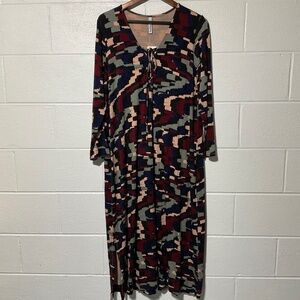 NWT Rachel Pally 2x Long Sleeve JOLENE Maxi Dress Abstract Geometric Print